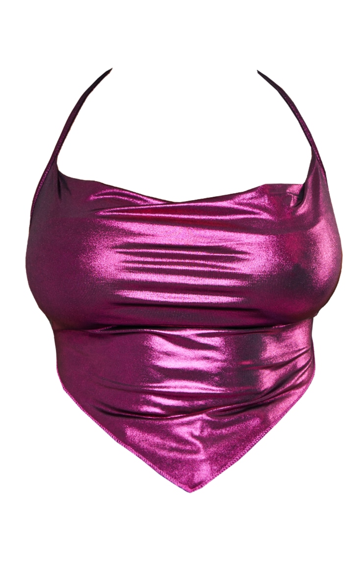 Shape Pink Metallic Cowl Neck Open Back Top image 5