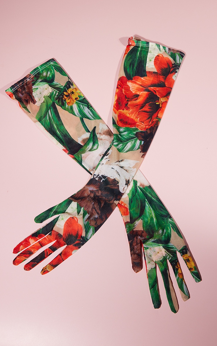 Multi Floral Mesh Gloves image 2