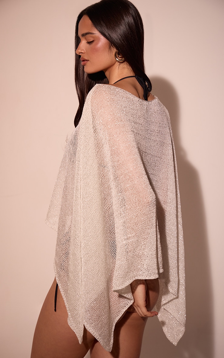 Silver Knitted Shawl Beach Top image 2