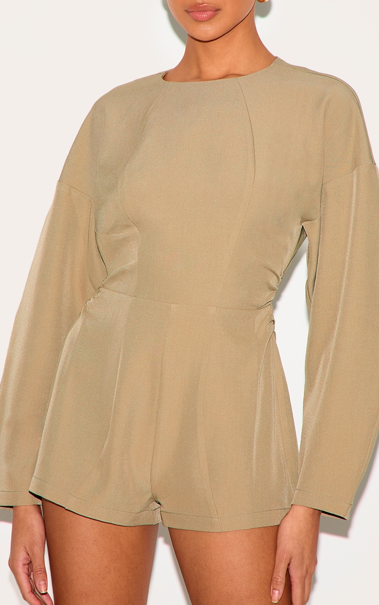 Stone Tailored Woven High Neck Cocoon Sleeve Romper image 4