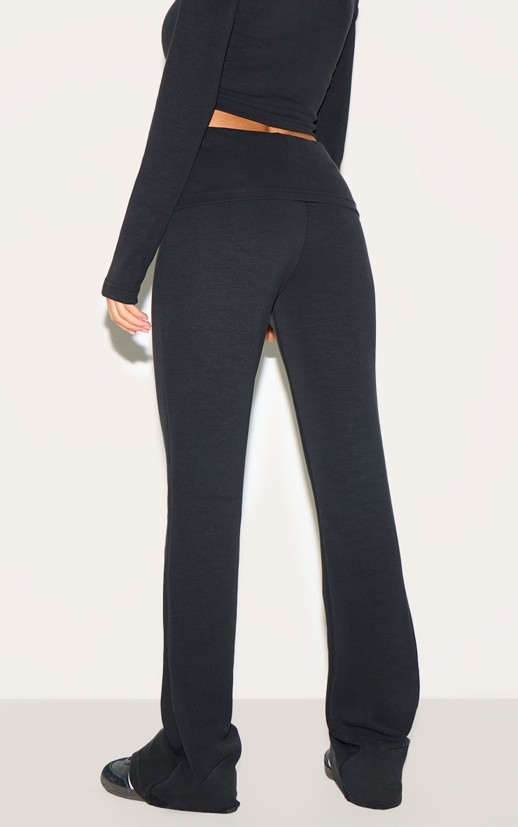 Petite Black Modal Fold Over Flares image 3