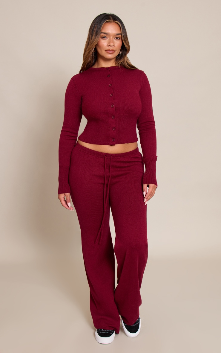 Shape Wine Knitted Button Front Wide Rib Cardigan image 3