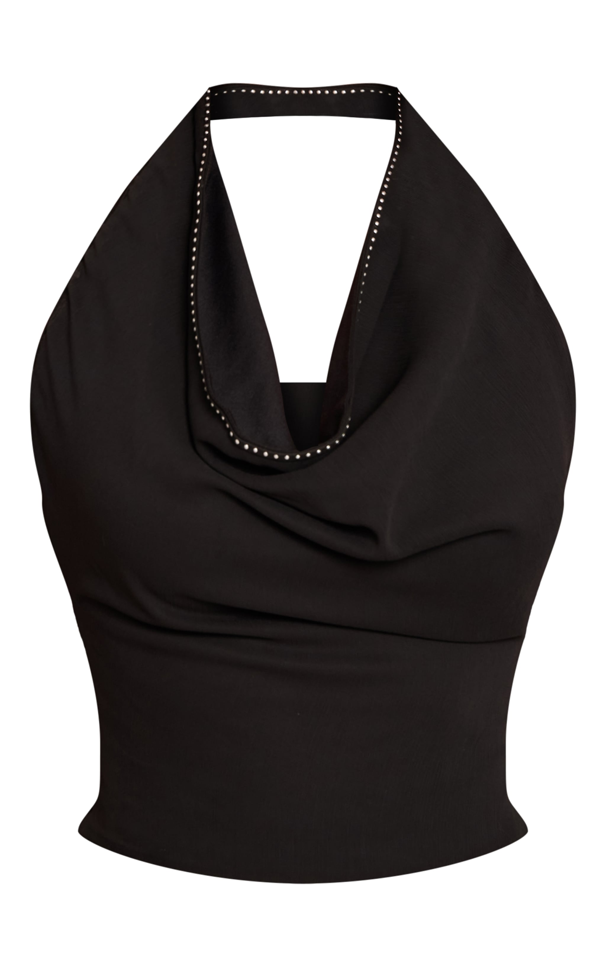 Black Chiffon Studded Detail Cowl Neck Top image 5
