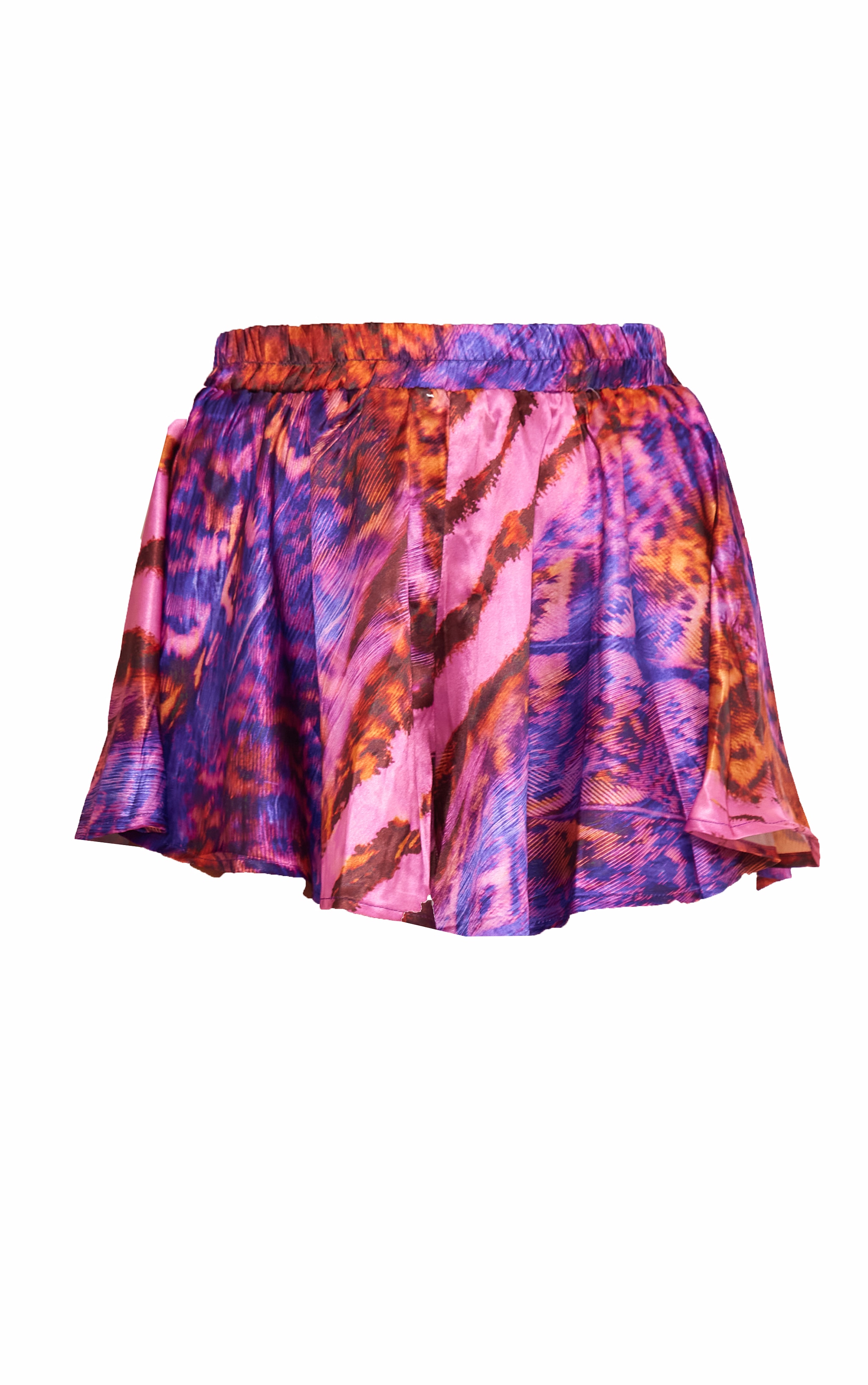 Purple Zebra Print Satin Floaty Shorts image 6