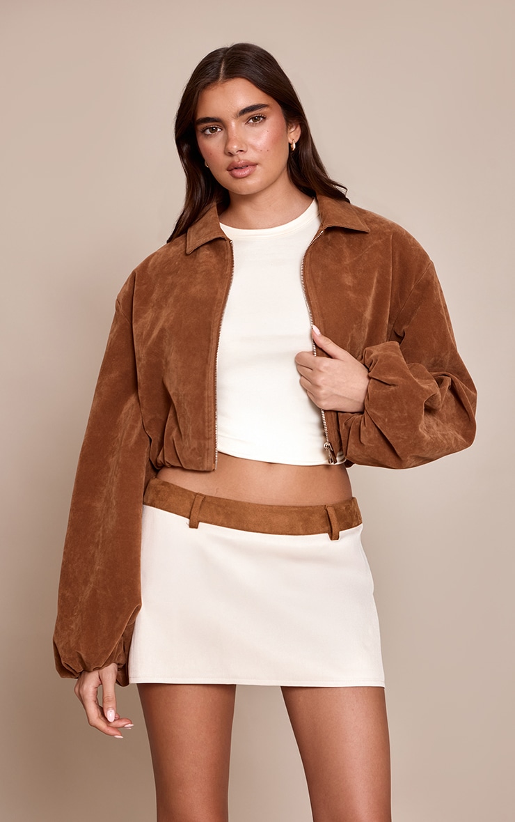 Beige Contrast Waistband Skort