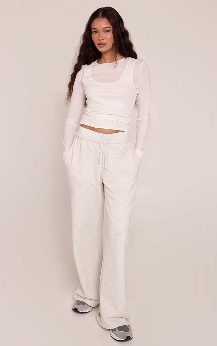 Ash Grey Elastic Boxer Waistband Straight Leg Sweatpants image 3