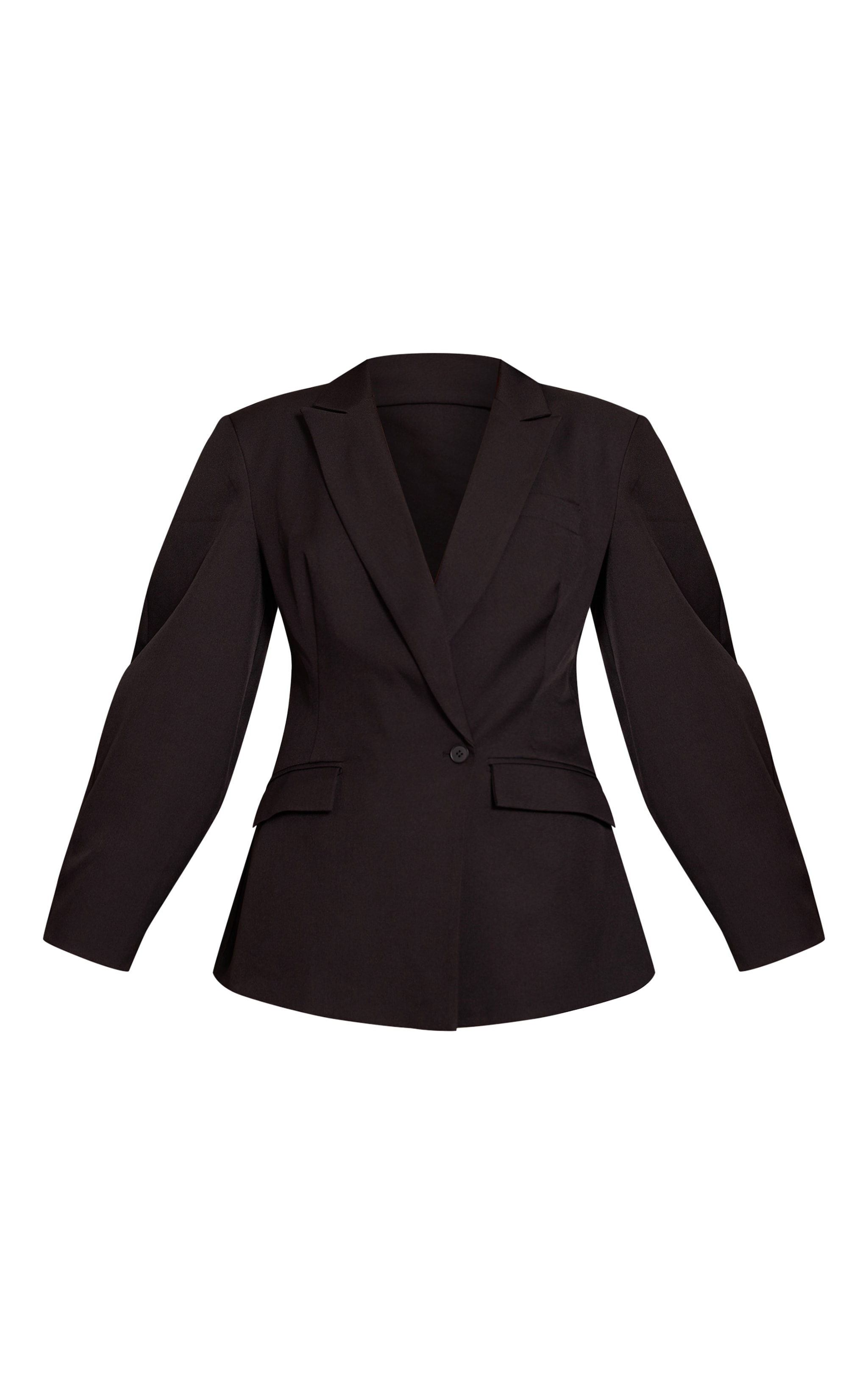 Black Asymmetric Detail Cocoon Sleeve Blazer image 5