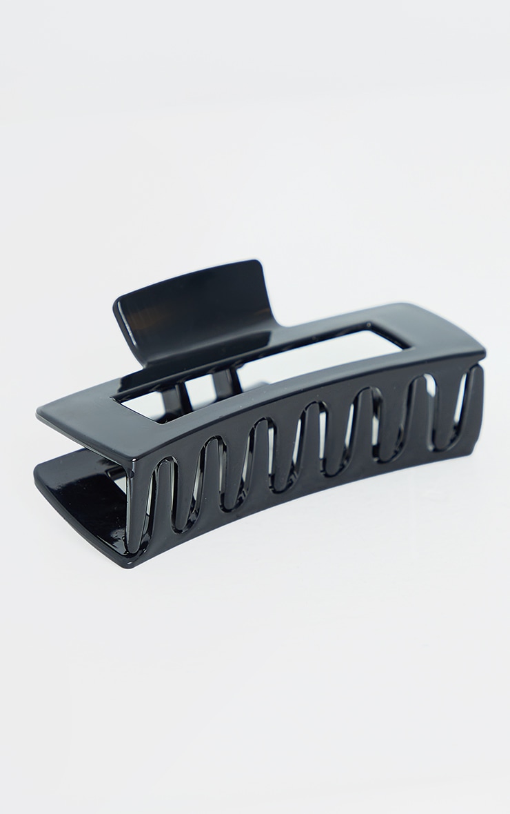 Black Oversized Rectangle Cut Out Hair Clip image 2