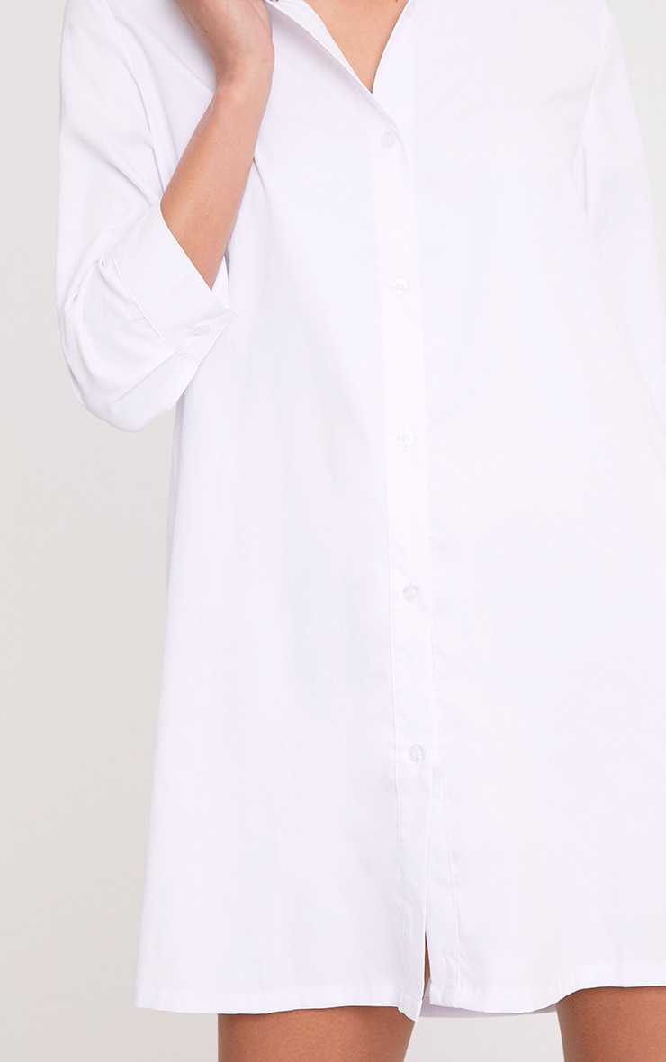 Leni White Shirt Dress Dresses PrettylittleThing
