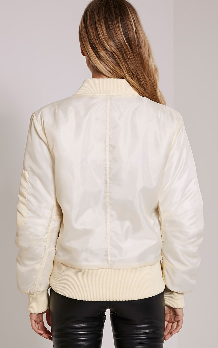 Alexus Cream Bomber Jacket Knitwear PrettyLittleThing