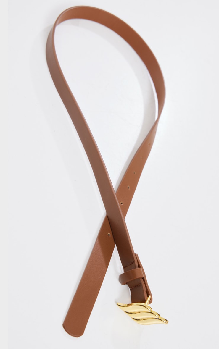 Tan Waved Buckle Belt image 1