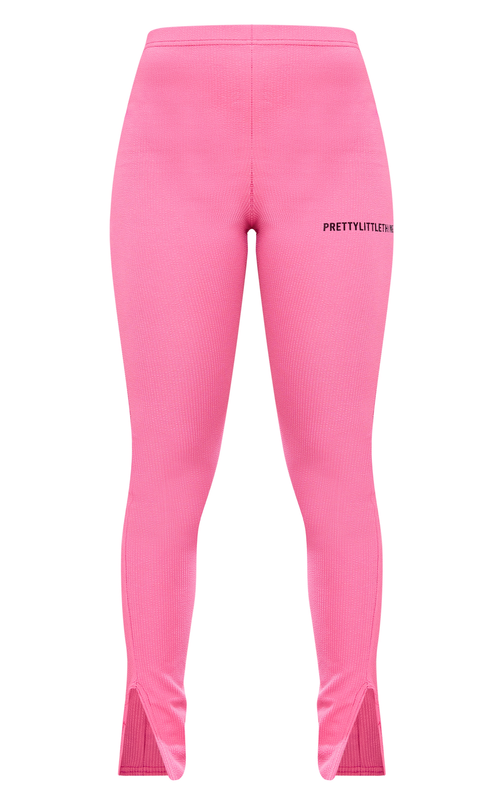 PRETTYLITTLETHING Hot Pink Crinkle Split Hem Rib Leggings image 5