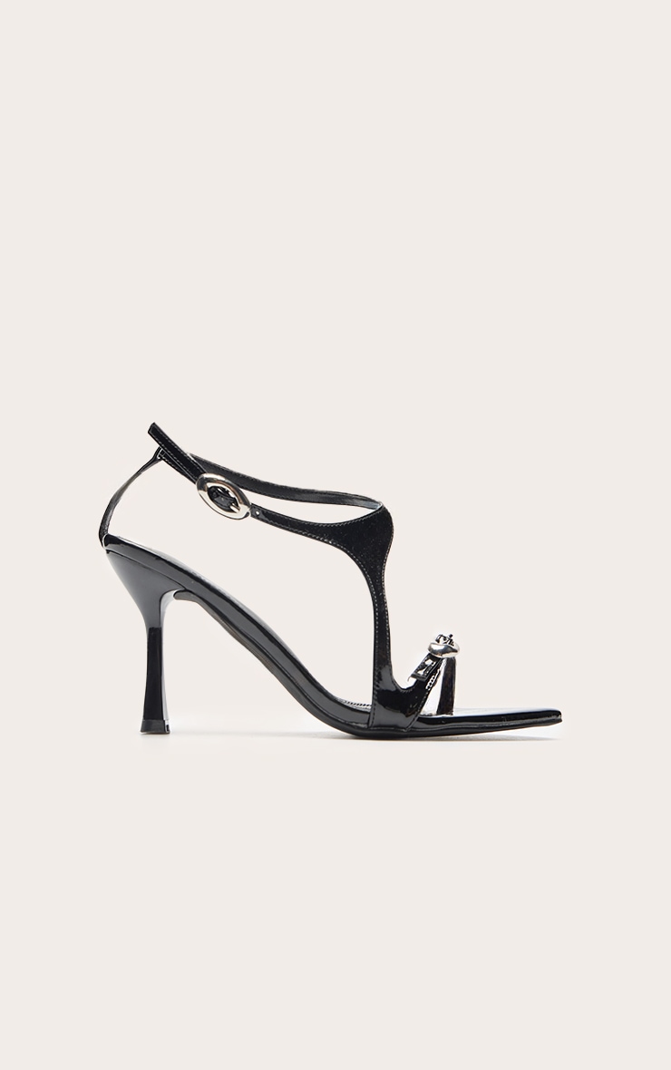 Black Metallic Asymmetric Strappy Sandal image 2