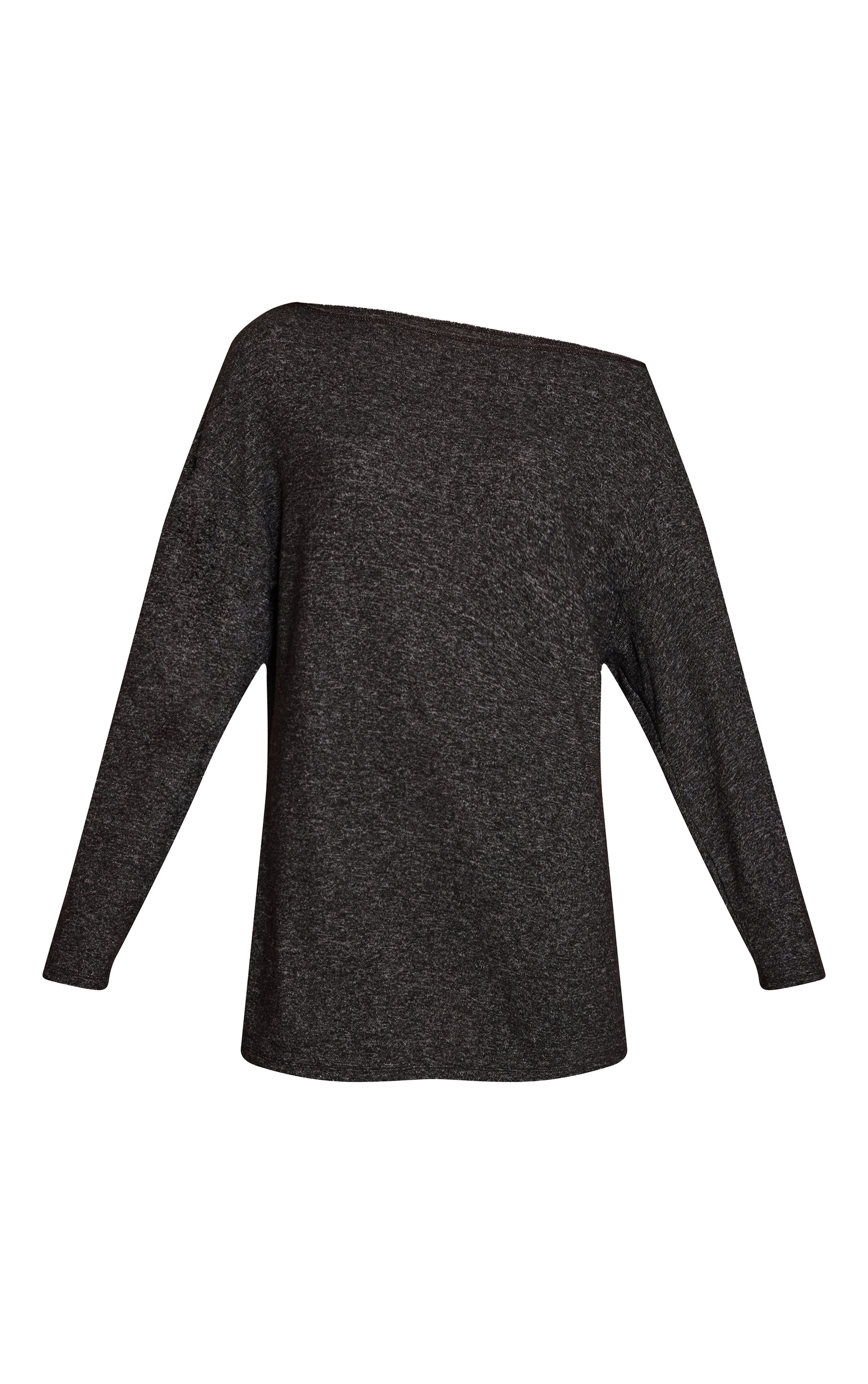 Mini robe en jersey gris anthracite à épaule unique et manches longues image 5