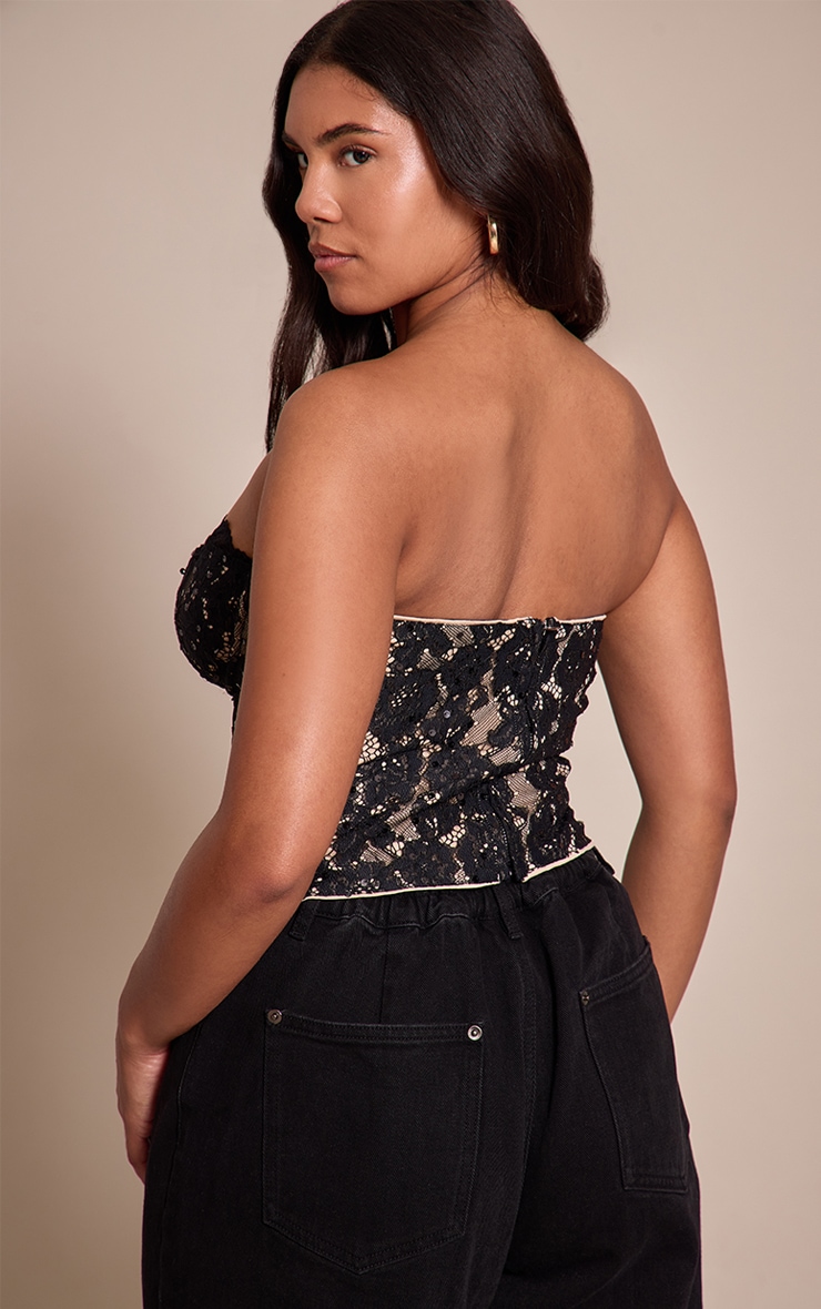 Shape Top corset bustier en dentelle noire à sequins image 2
