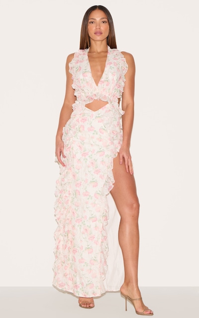 Tall Multi Chiffon Floral Print Split Detail Maxi Dress