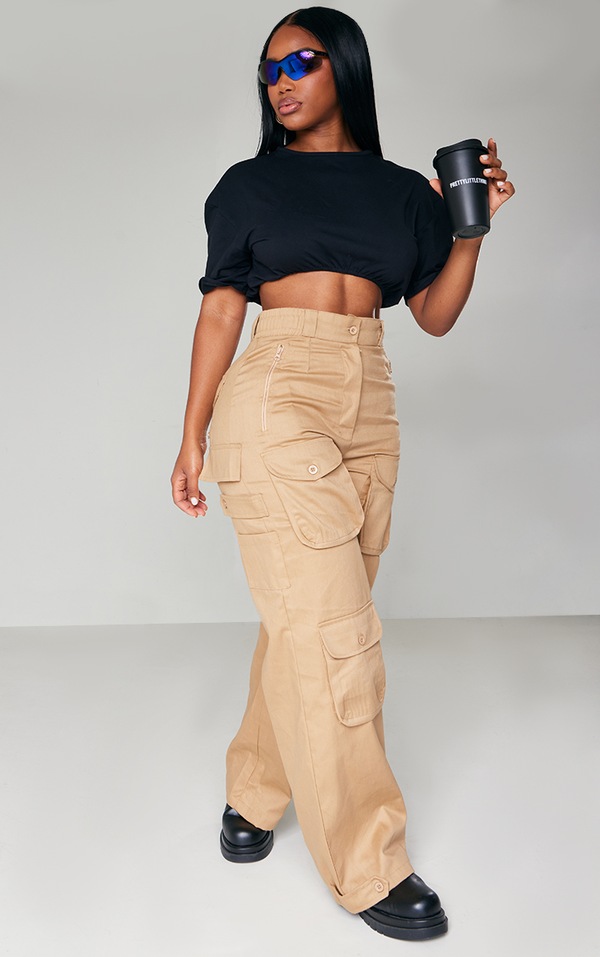 Shape Black Cotton Elasticated Hem T Shirt PrettyLittleThing