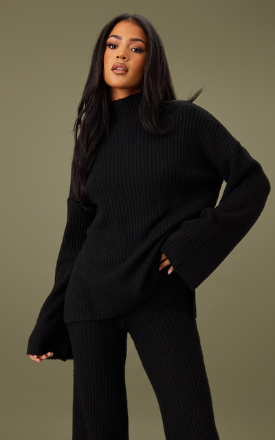 Tall Black Luxe Rib Knit Oversized Sweater