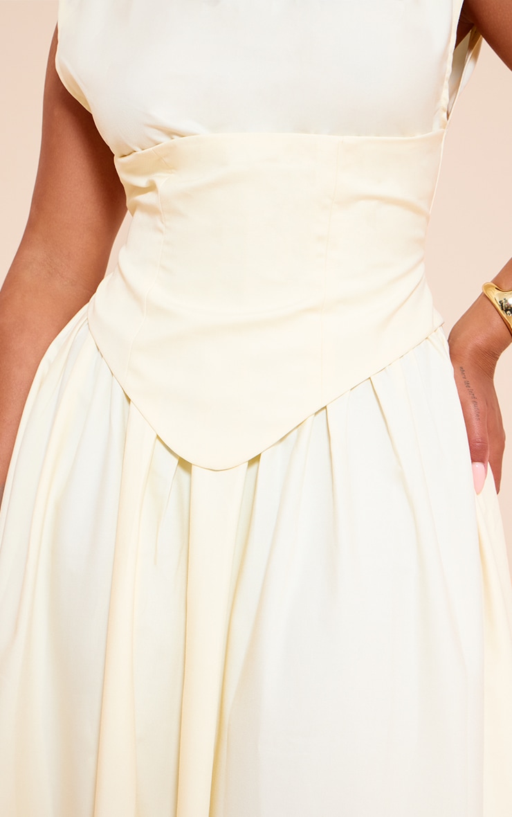 Shape Butter Cream Woven High Neck Corseted Maxi Shift Dress image 4