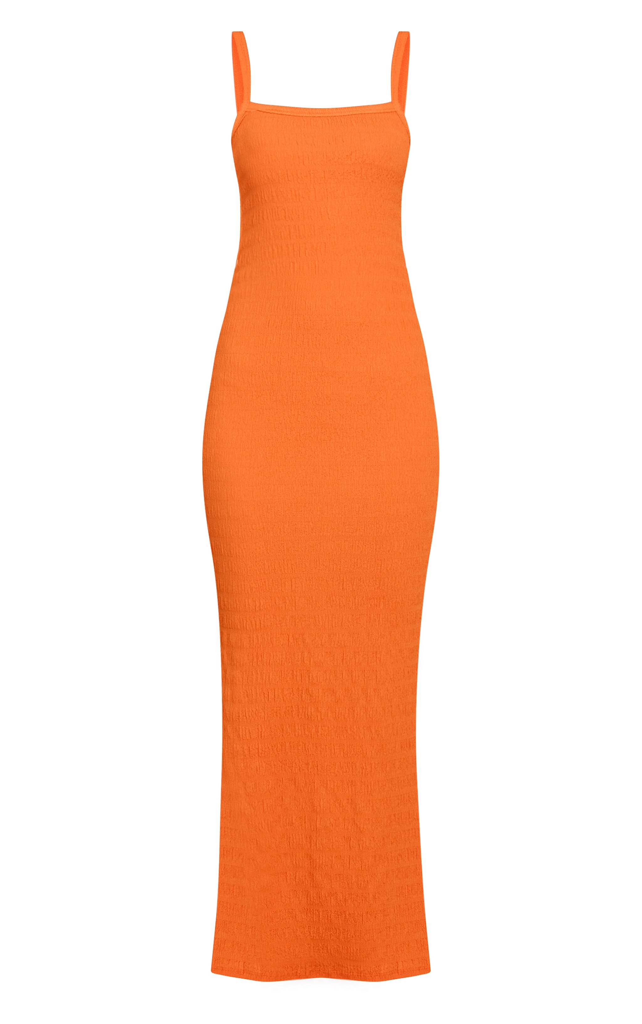 Orange Textured Scoop Neck Sleeveless Maxi Dress image 5
