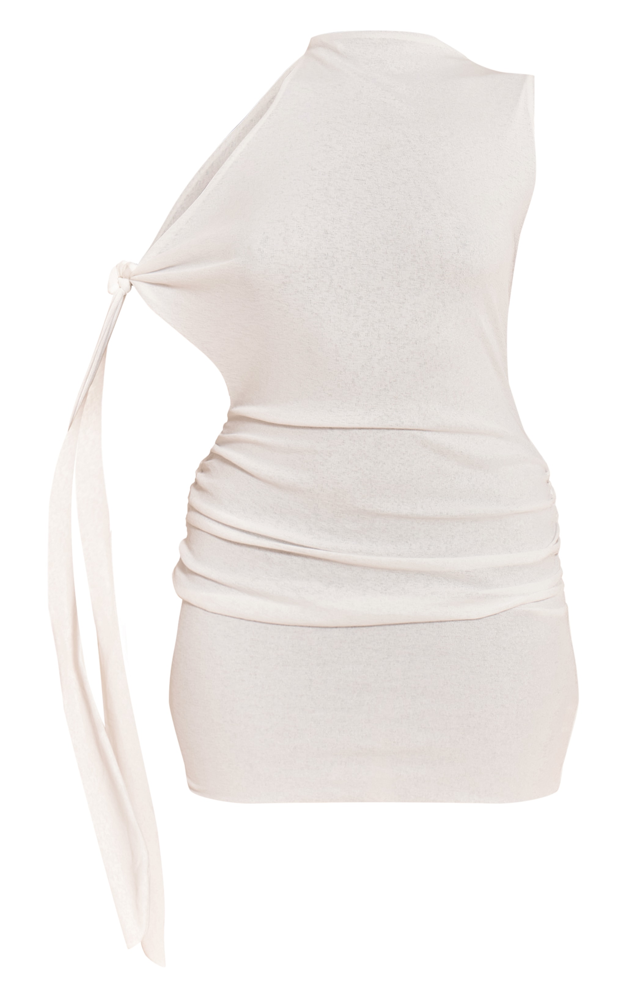 White Acetate Tie Shoulder Bodycon Mini Dress image 5