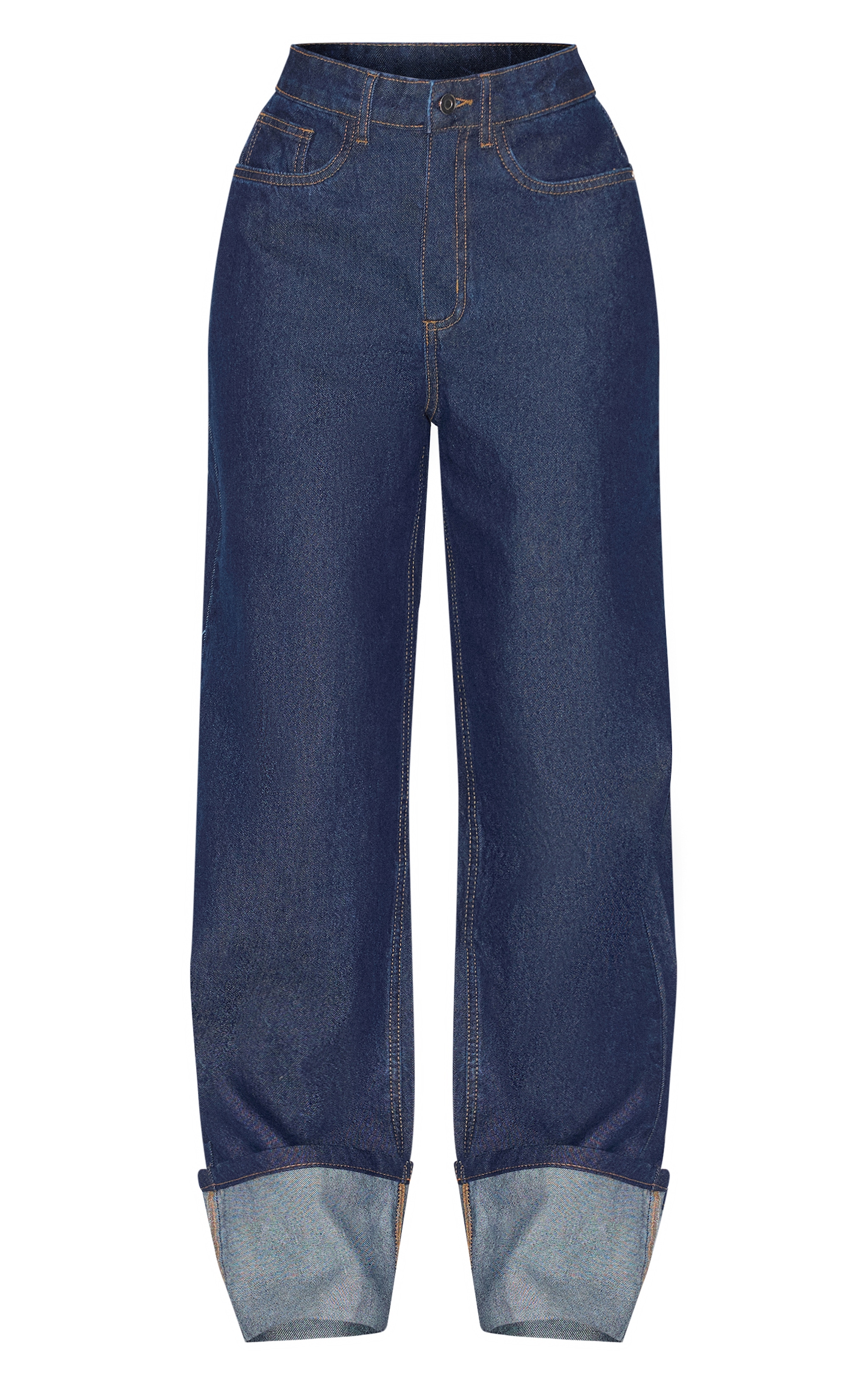 Dark Indigo High Waist Turn Up Leg Jeans image 5