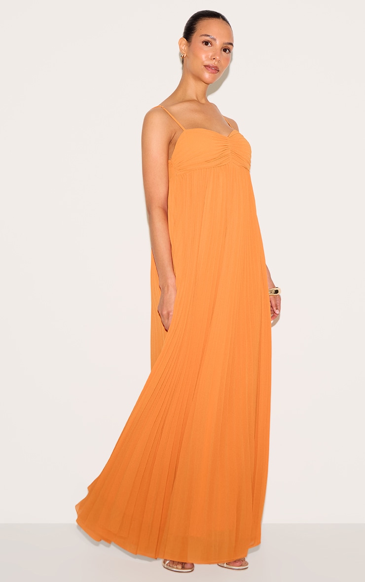 Petite Robe longue orange plissée image 3