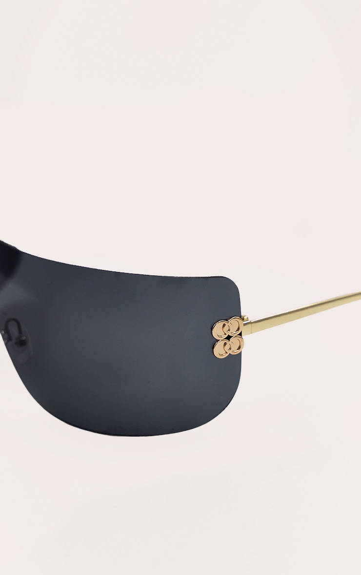 Black Wrap Around Oversized Visor Sunglasses image 3