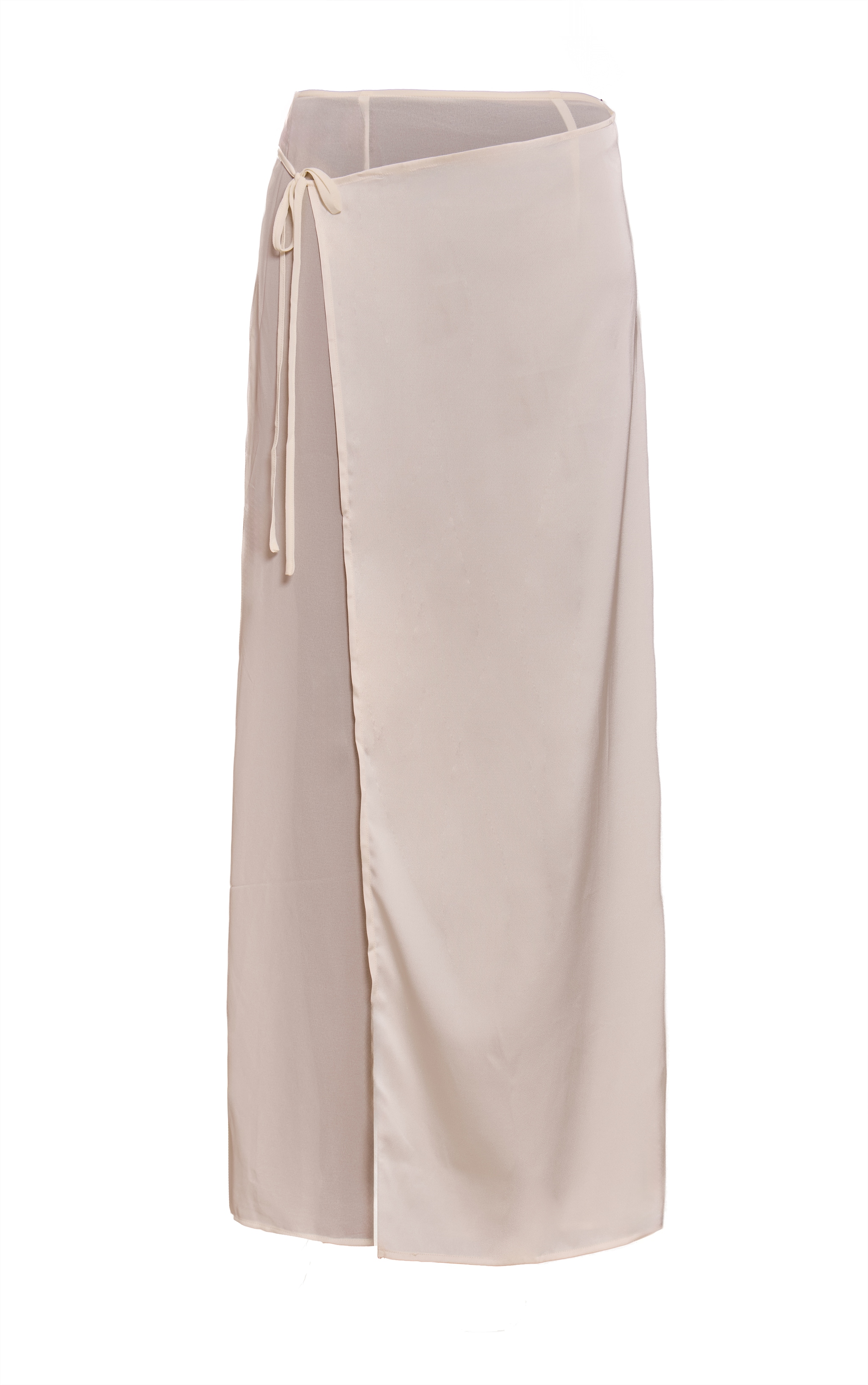 Cream Satin Wrap Detail Chiffon Maxi Skirt image 5