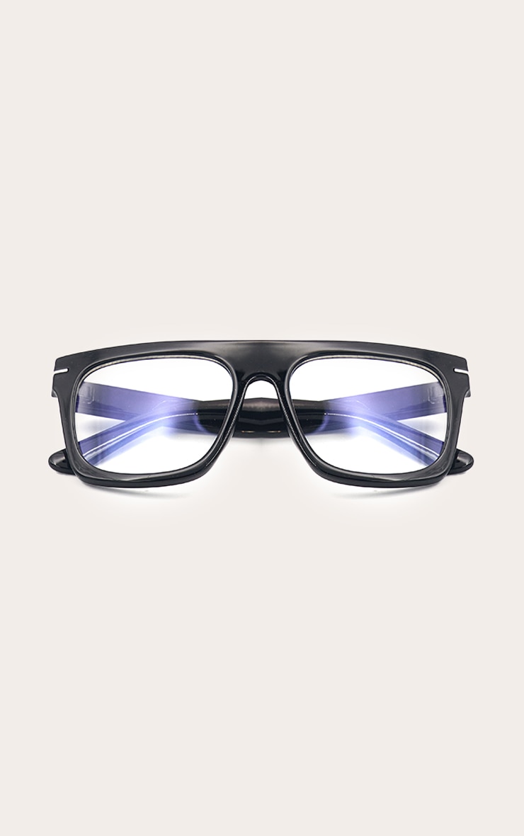 Lunettes de repos carrées noires à verres anti-lumière bleue image 2