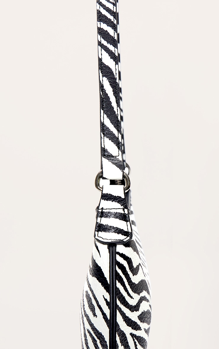 Monochrome Zebra Print Pu Baguette Shoulder Bag image 5