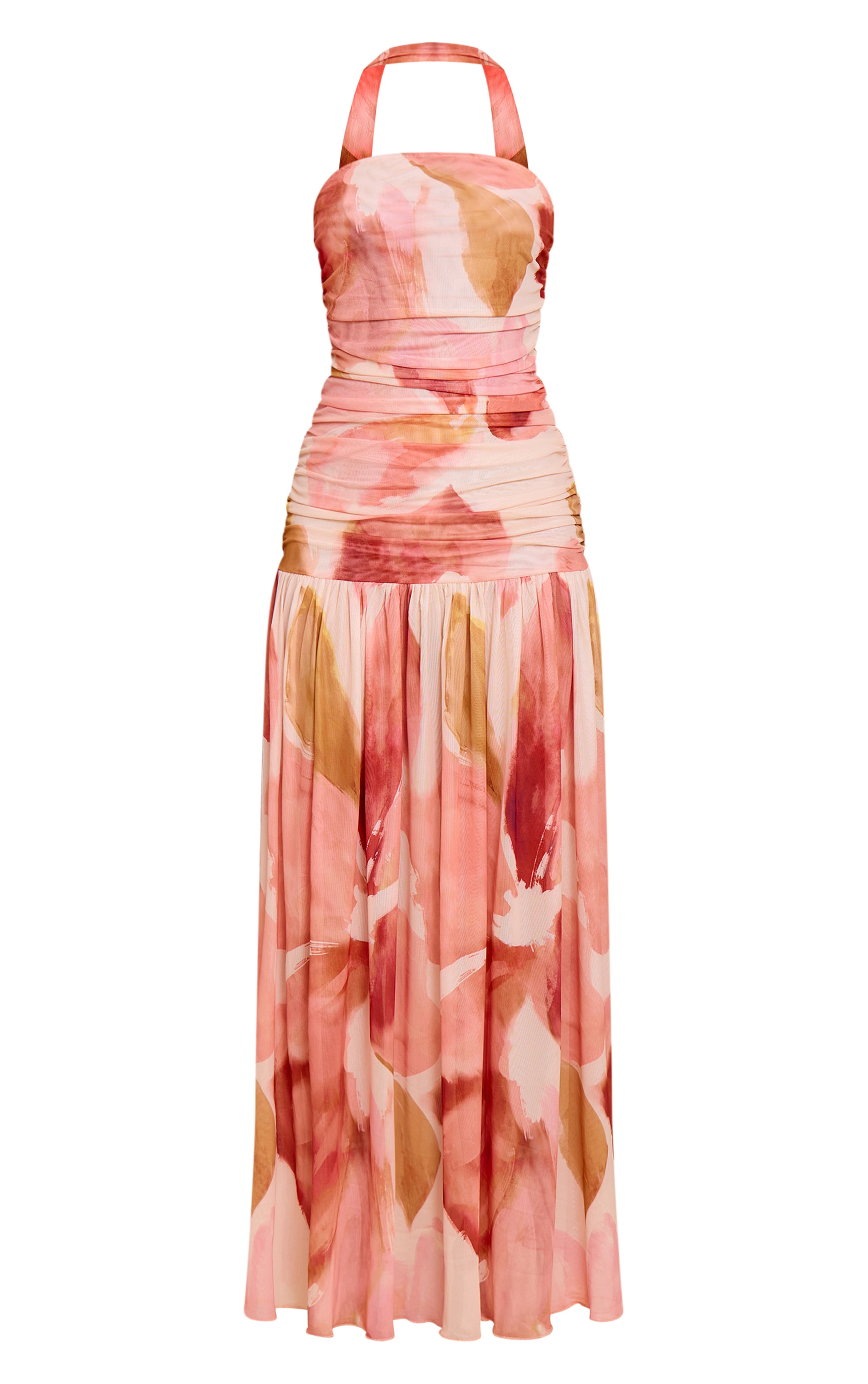 Stone Floral Print Ruched Scarf Dropped Waist Maxi Dress image 5