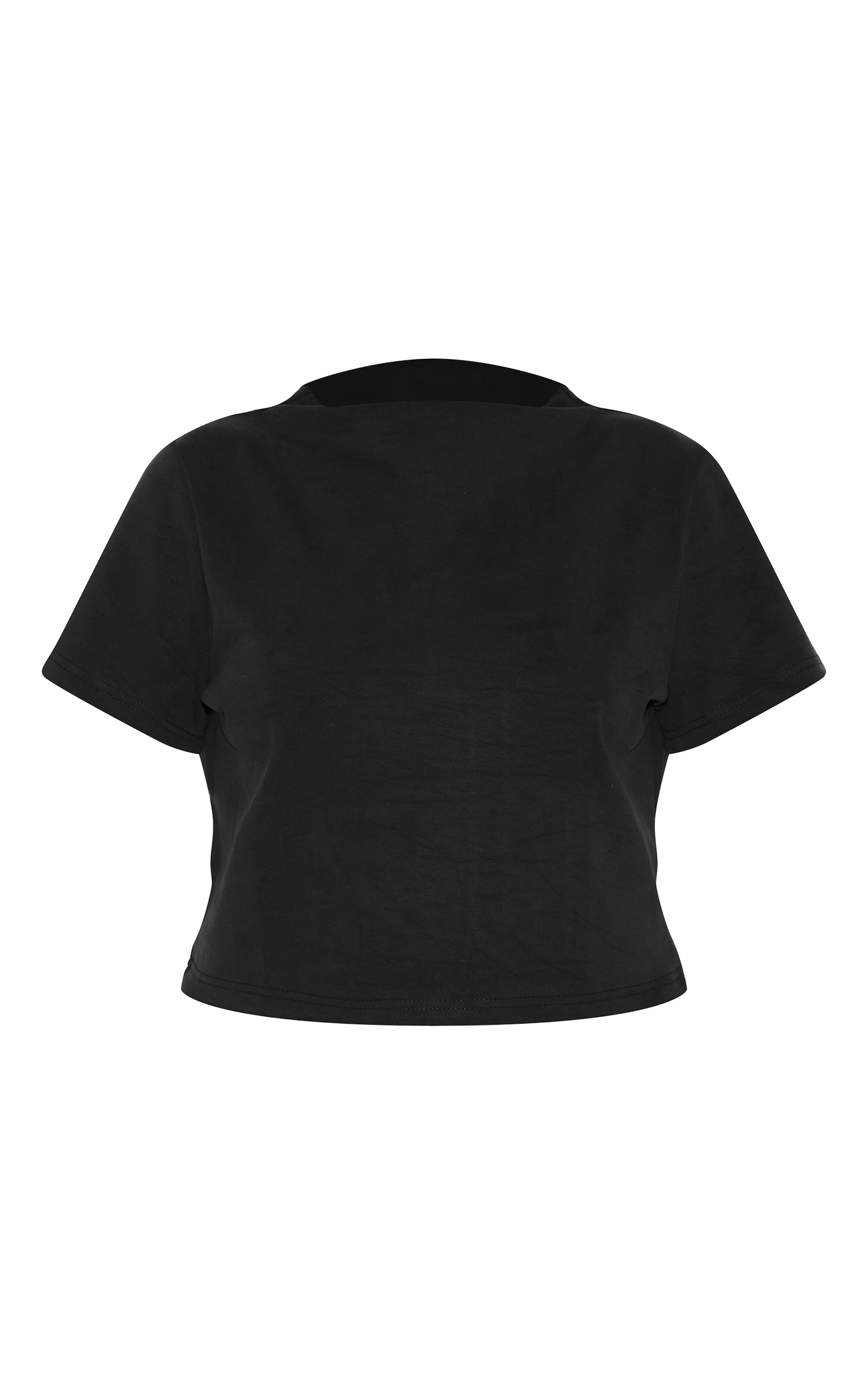 Plus Black Cap Sleeve Modal Crop Top image 5