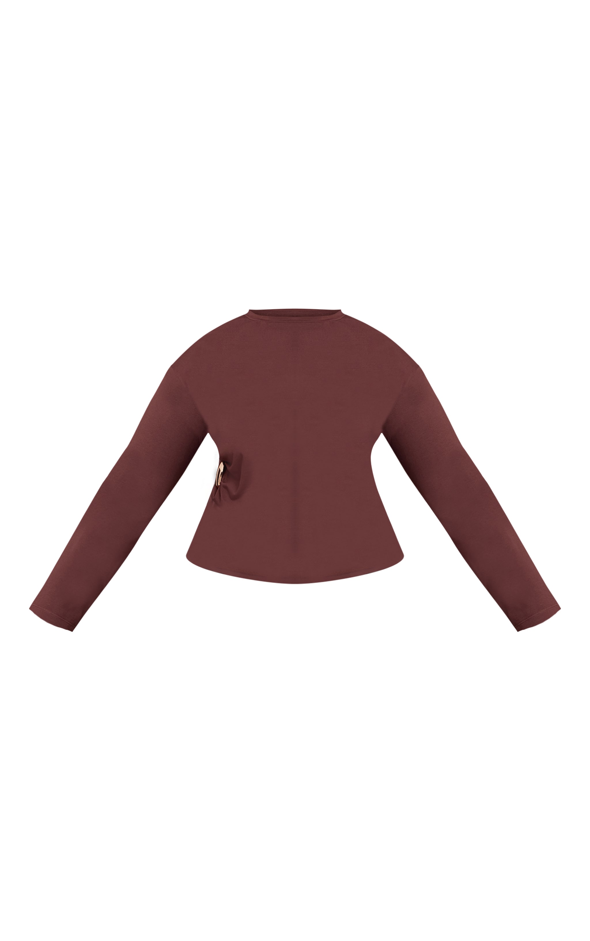 Plus Chocolate Cotton Side Trim Detail Long Sleeve T-shirt  image 5