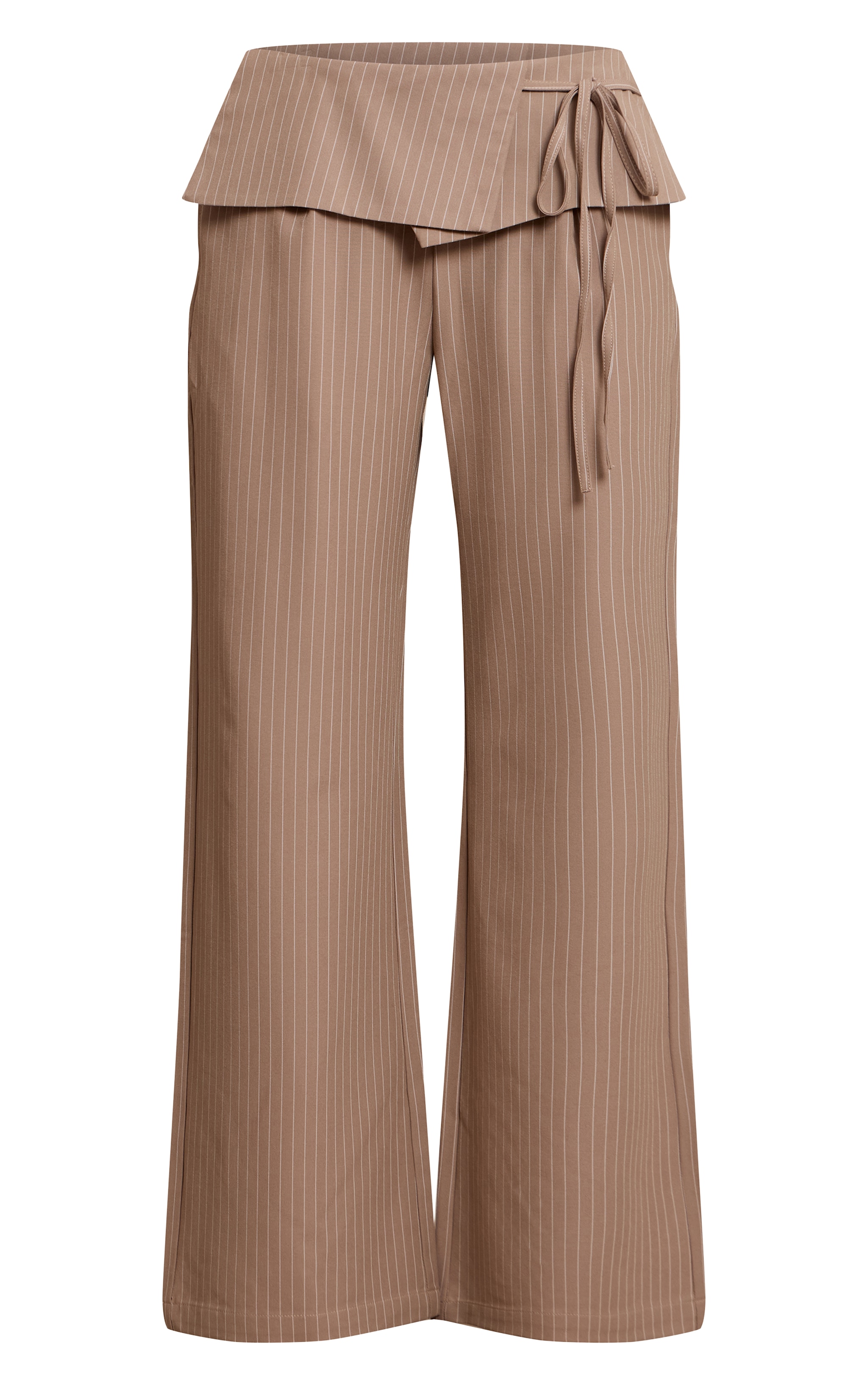 Mushroom Pinstripe Overlay Wide Leg Pants image 5