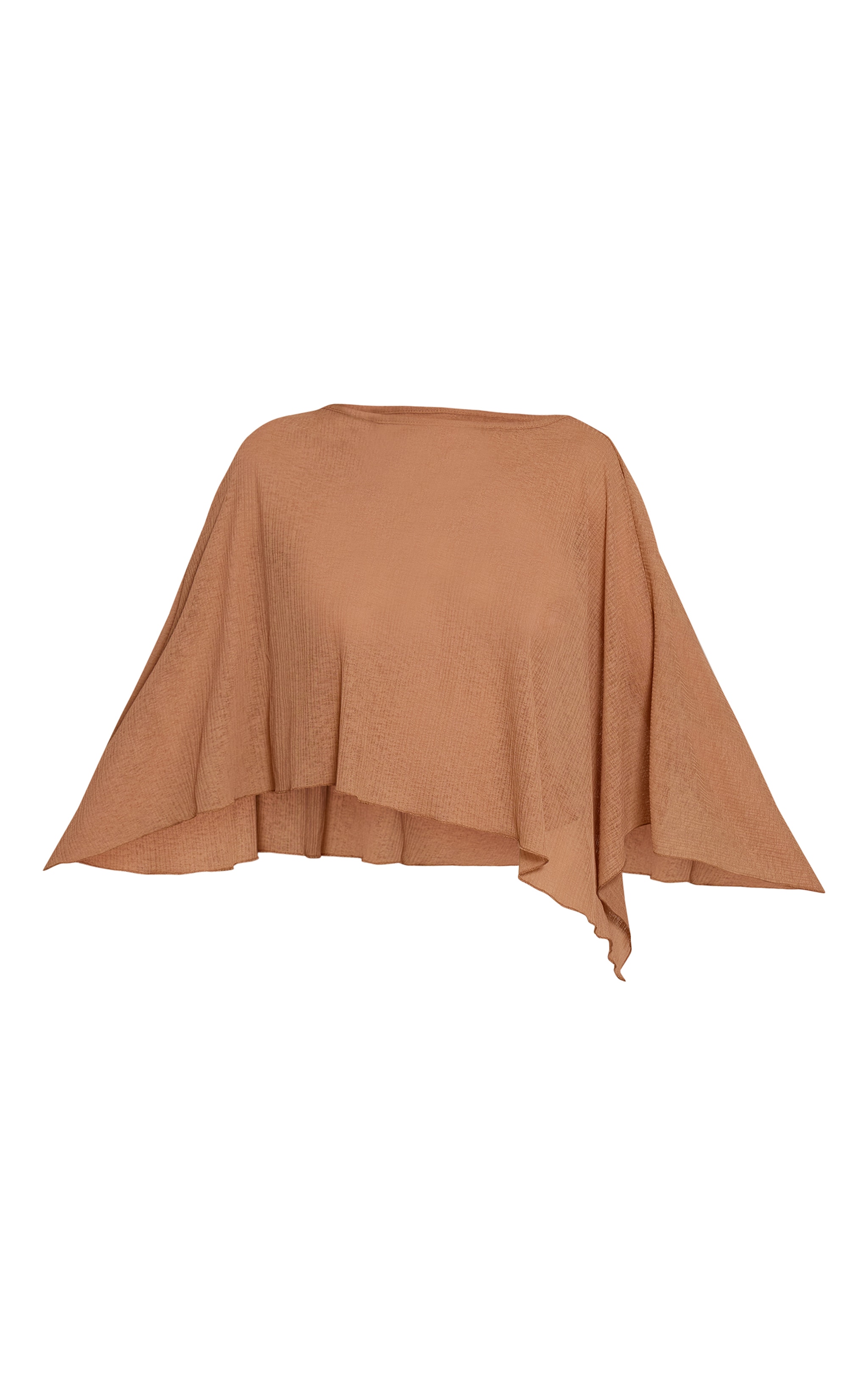 Tan Tencel Asymmetric Drape Long Top image 5