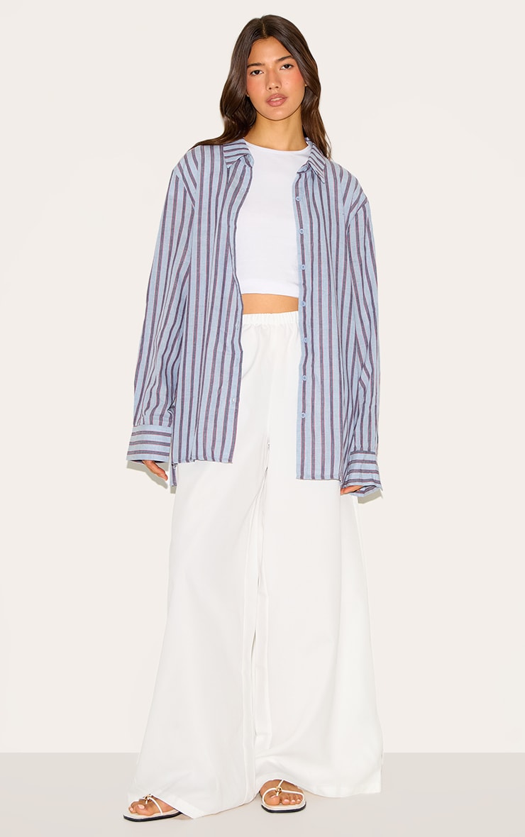 Blue Striped Oversized Shirt image 3