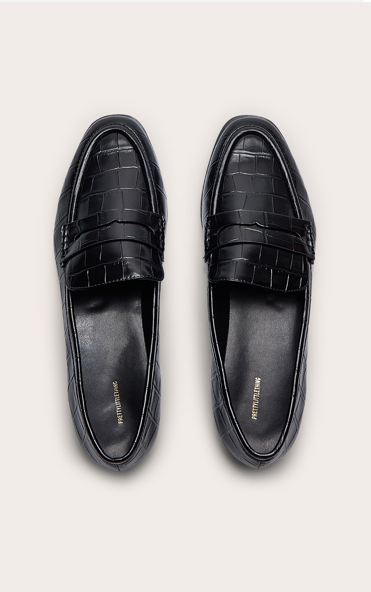 Black Croc PU Basic Squared Toe Loafer image 2