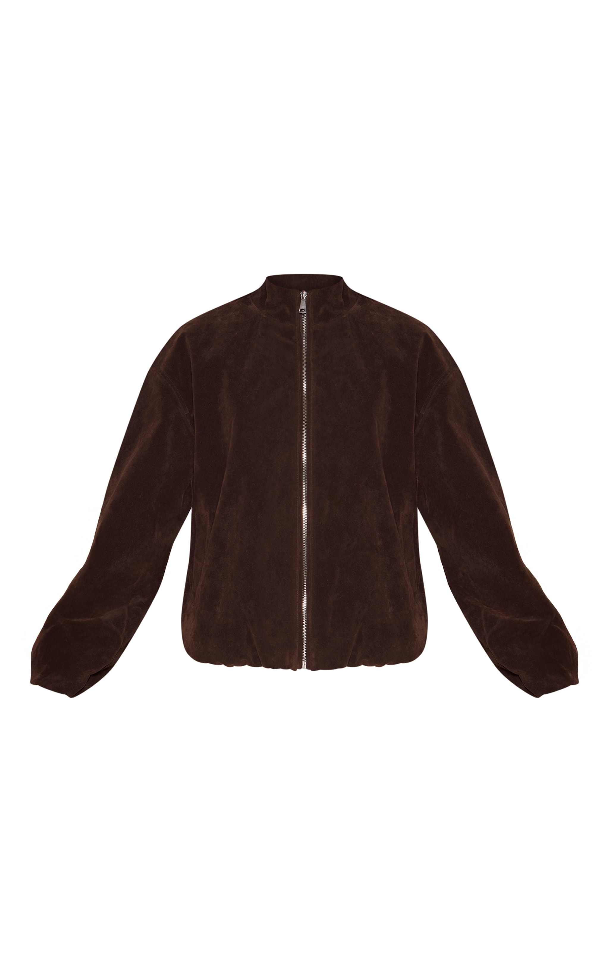 Dark Brown Faux Suede Bomber Jacket image 5