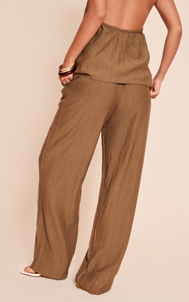 Chocolate Stripe Woven Drawstring Wide Leg Pant image 3