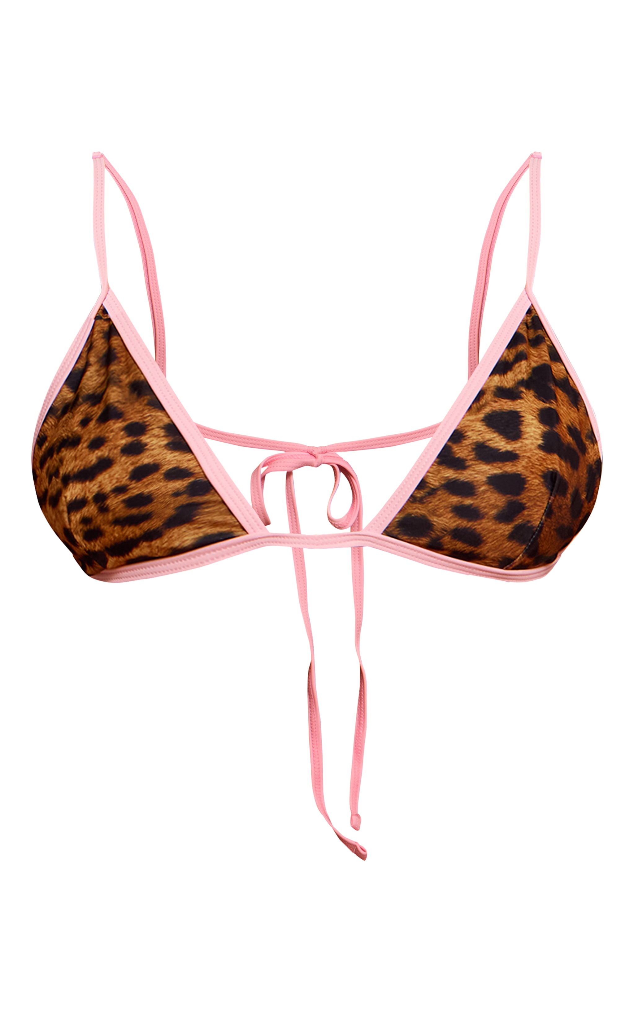 Haut de maillot de bain triangle marron à lisérés contastants image 5
