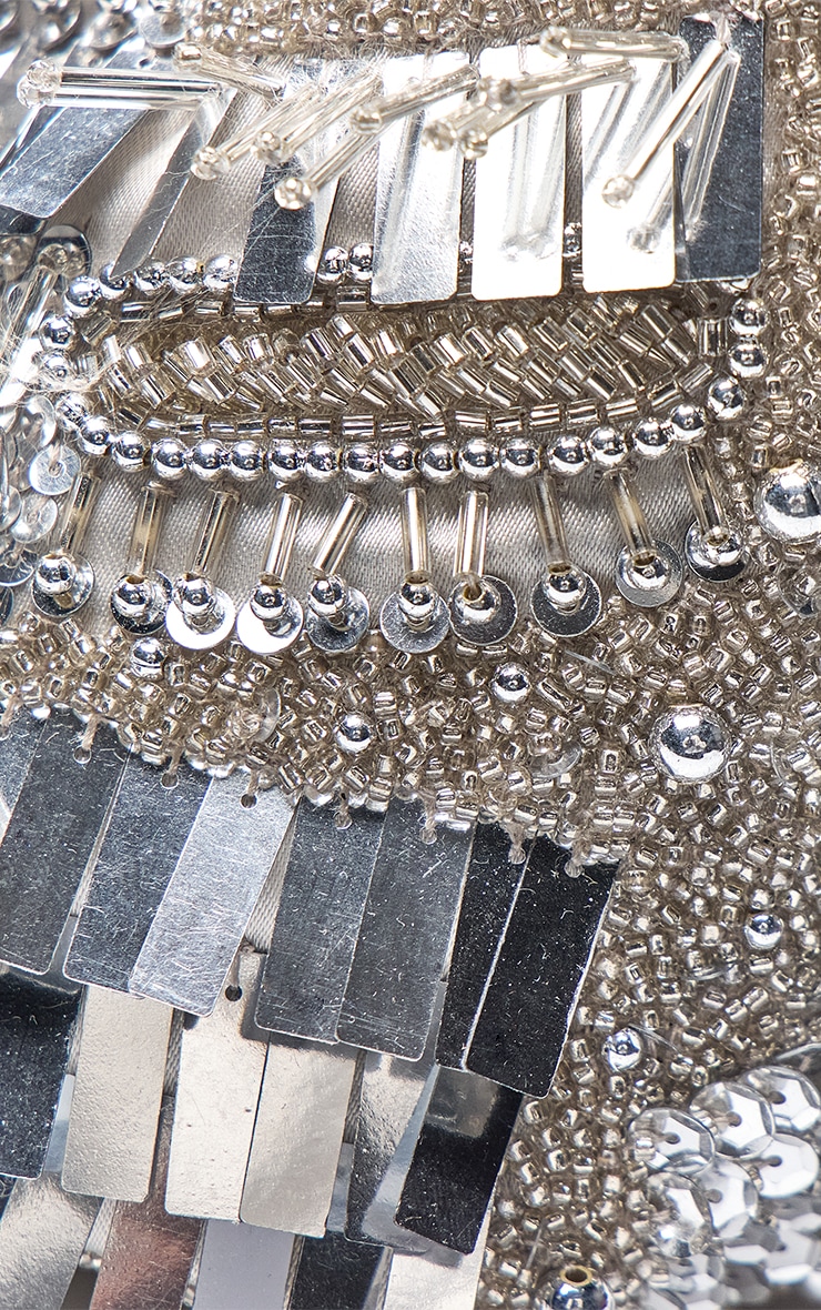 Silver Ornate Sequin Beaded Bag image 5