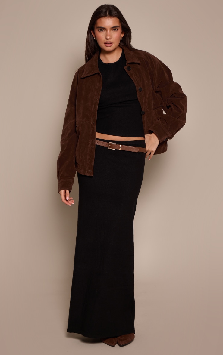 Black Knitted Maxi Skirt image 1