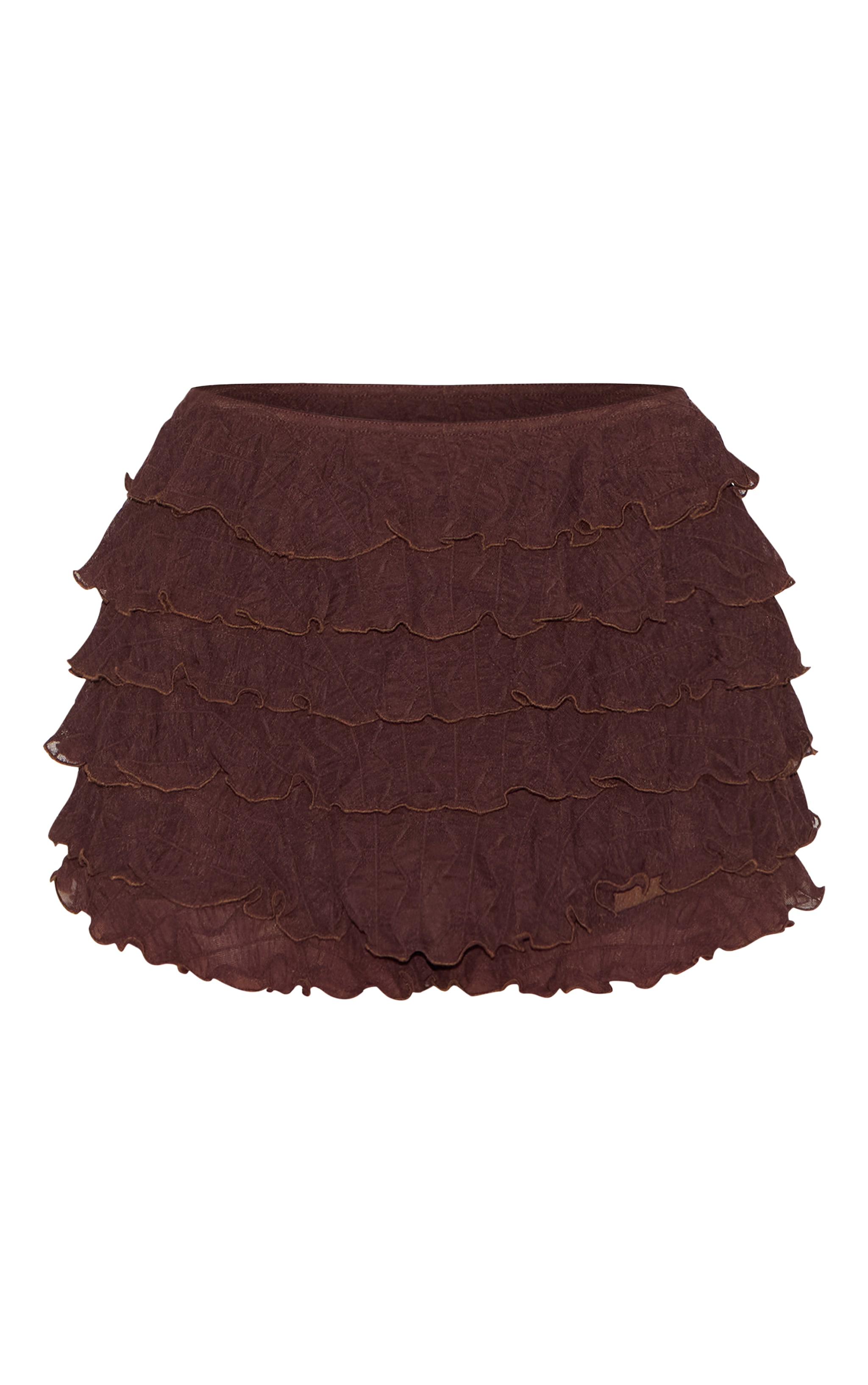 Short culotte bouffant texturé chocolat à volants image 6
