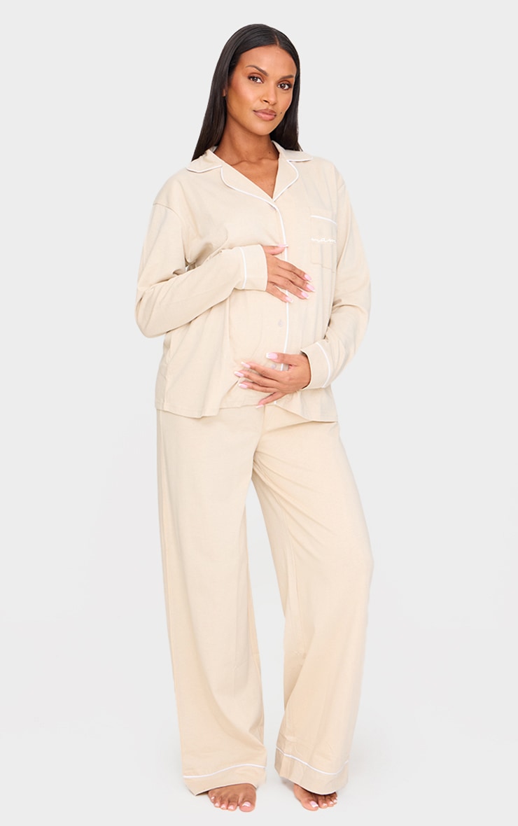 Haut de Pyjama Maternité Mama Longues Manches Sable image 3