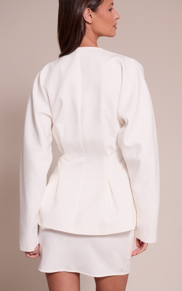 Cream Woven Tailored Micro Mini Skirt image 3