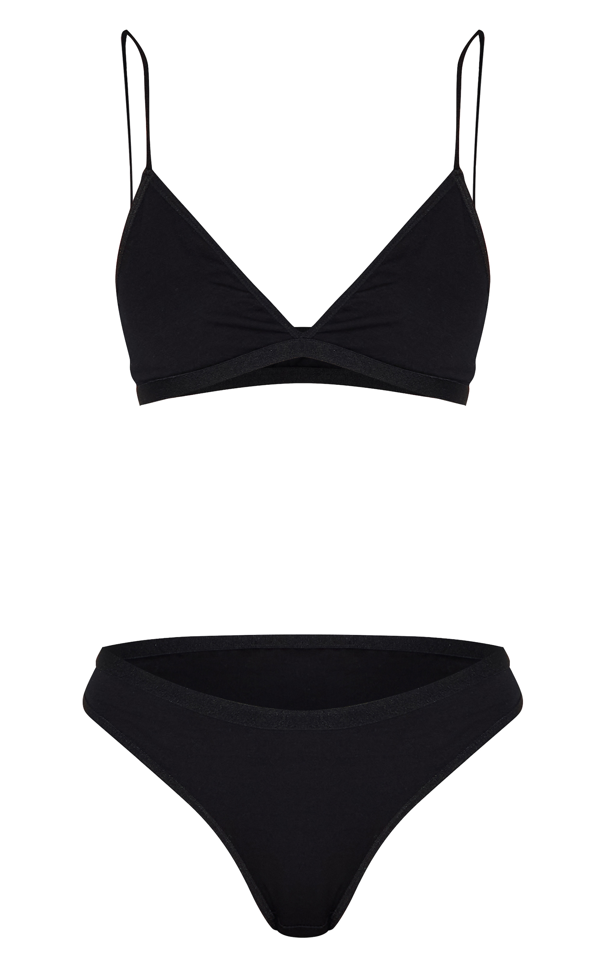 Ensemble de lingerie en jersey noir à bralette et string image 5