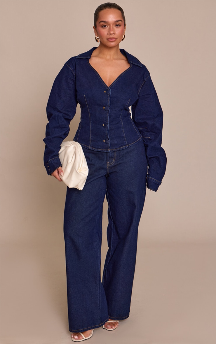 Shape Indigo Cinched Plunge Neck Denim Jacket image 3