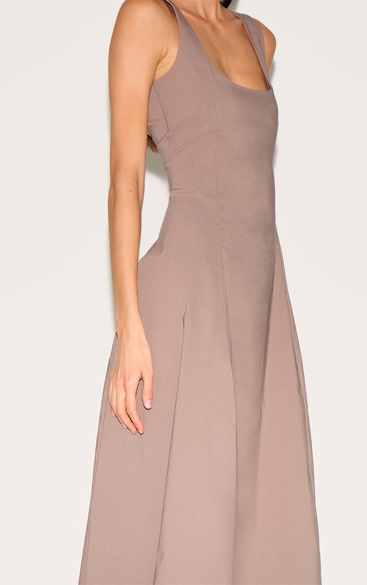  Taupe Scoop Neck Sleeveless Maxi Dress image 4