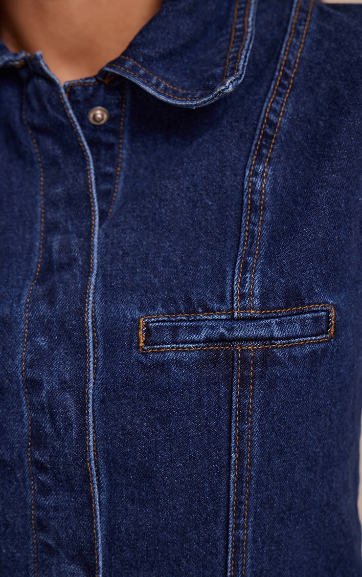 Indigo Fitted Seam Detail Shirt image 4